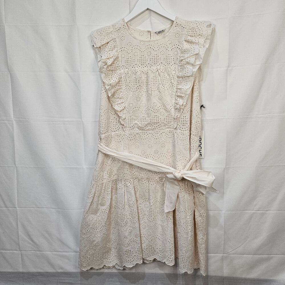 St. Roche Eyelet Cream Sleeveless Summer Linen Dress Size 10